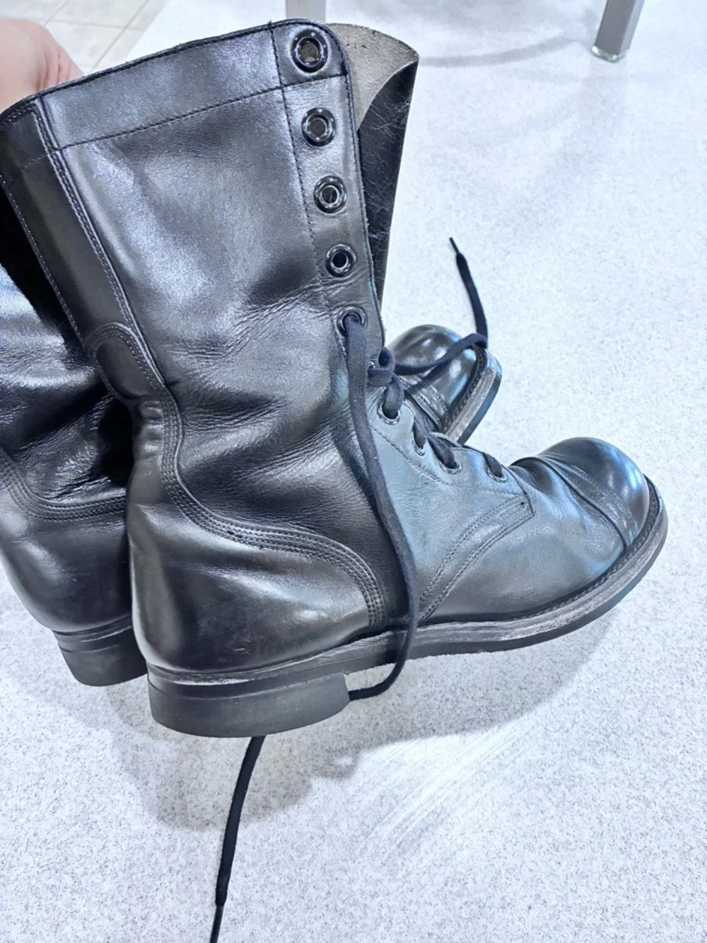 Vintage BFG BF Goodrich Military Combat Boots Black Leather 60s Size 8